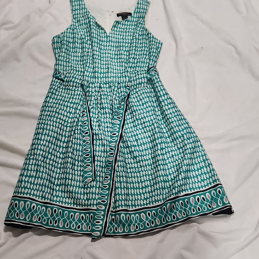 Signature by Robbie Bee Teal and White Mini Dress